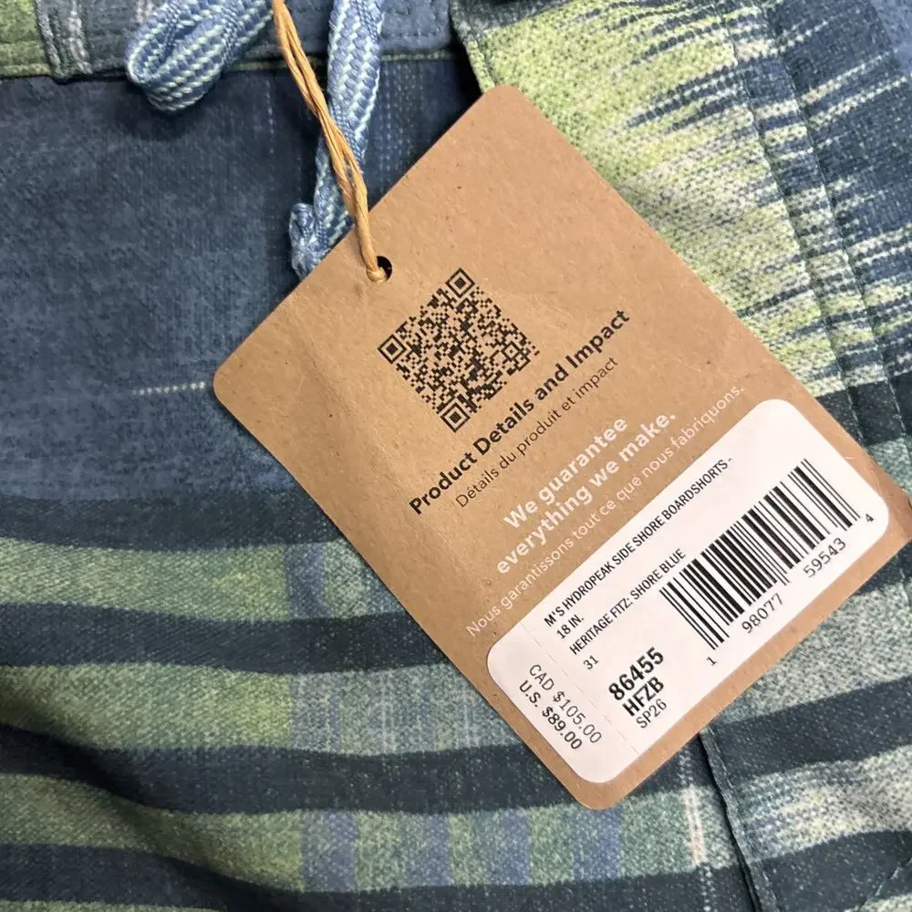 NWT Patagonia Hydropeak Side Shore Boardshort 18in Men’s 31 $89